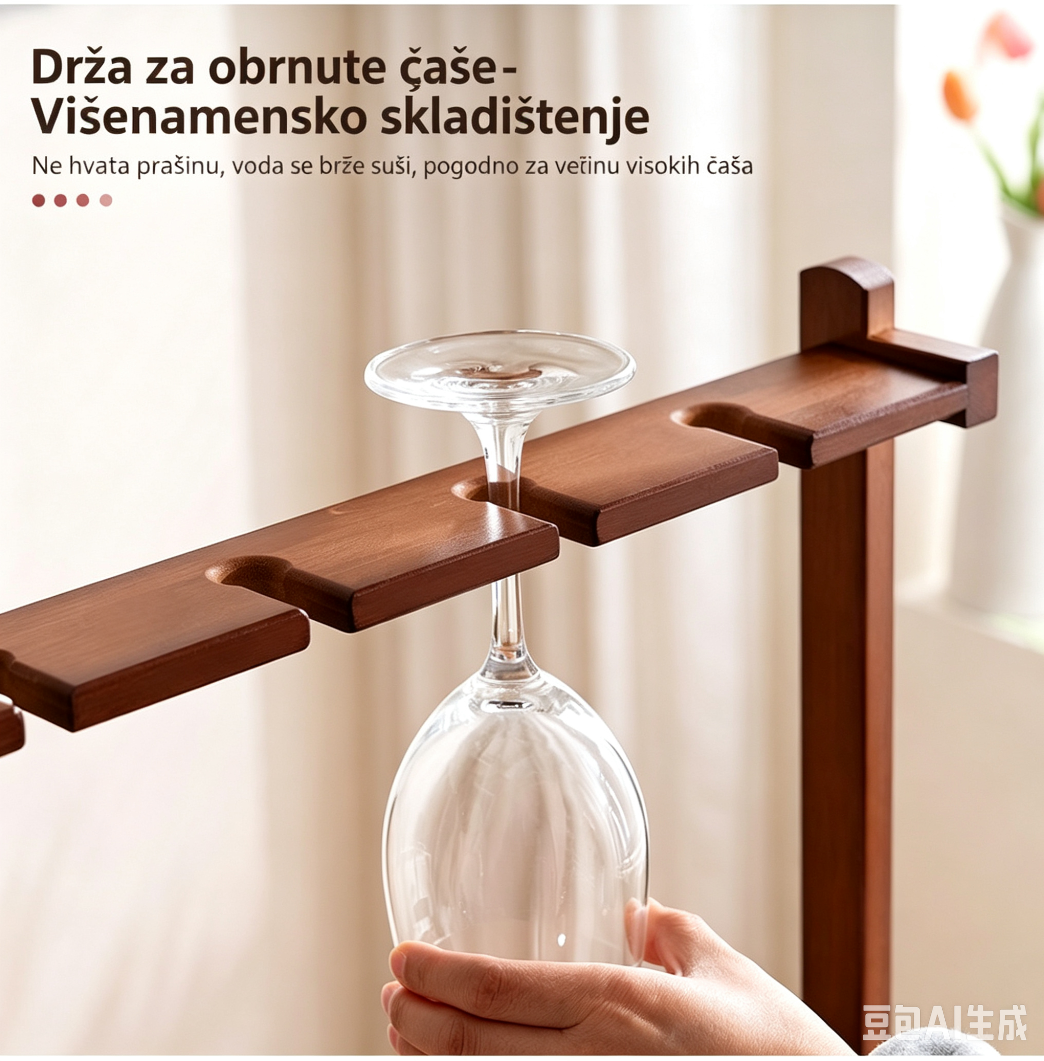 🍷Elegantna bambusova polica za vino i čaše – savršen spoj stila i funkcionalnosti!🍷