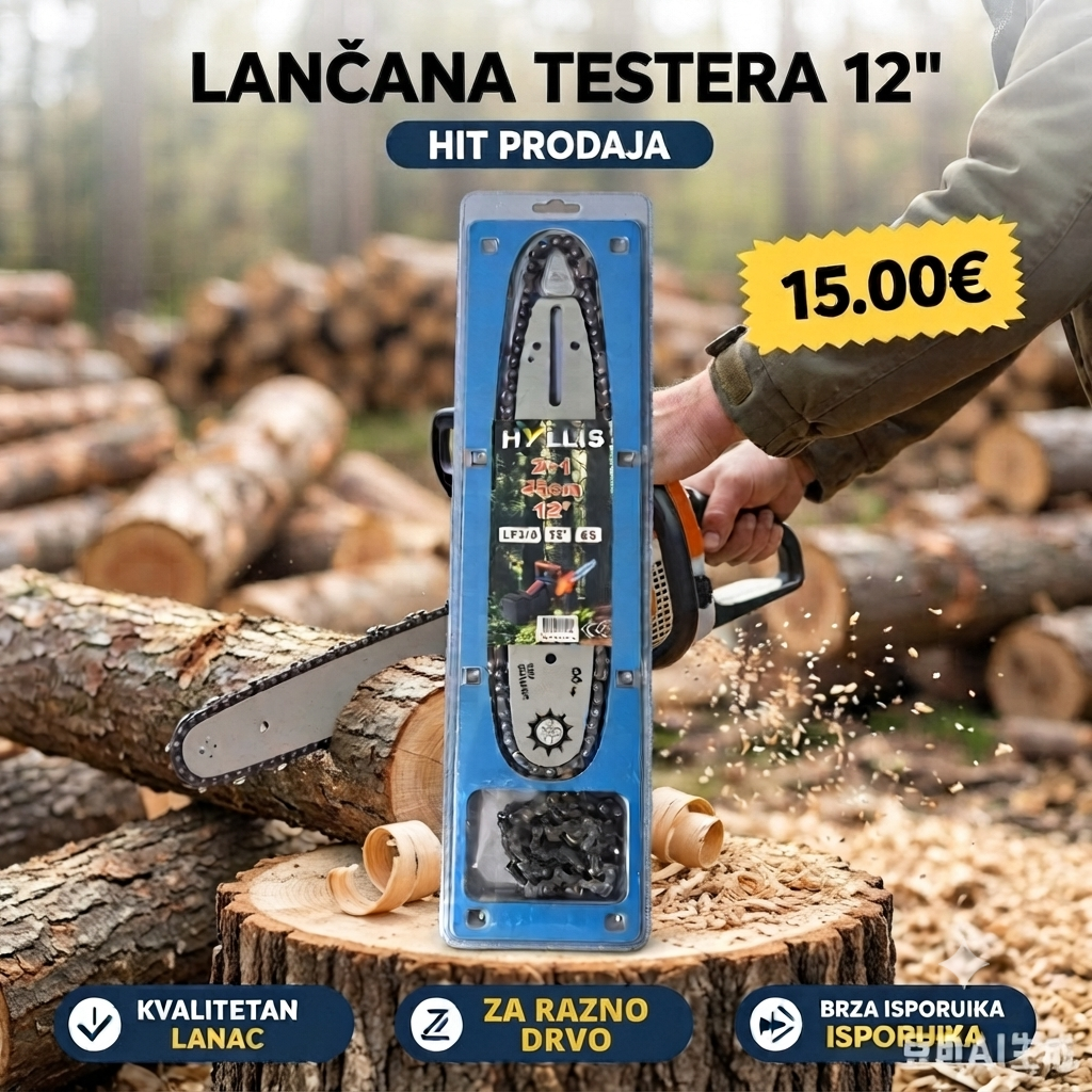 Lančana Testera 12" – Vrhunska Rezolucija i Efikasnost za Vaše Drvo