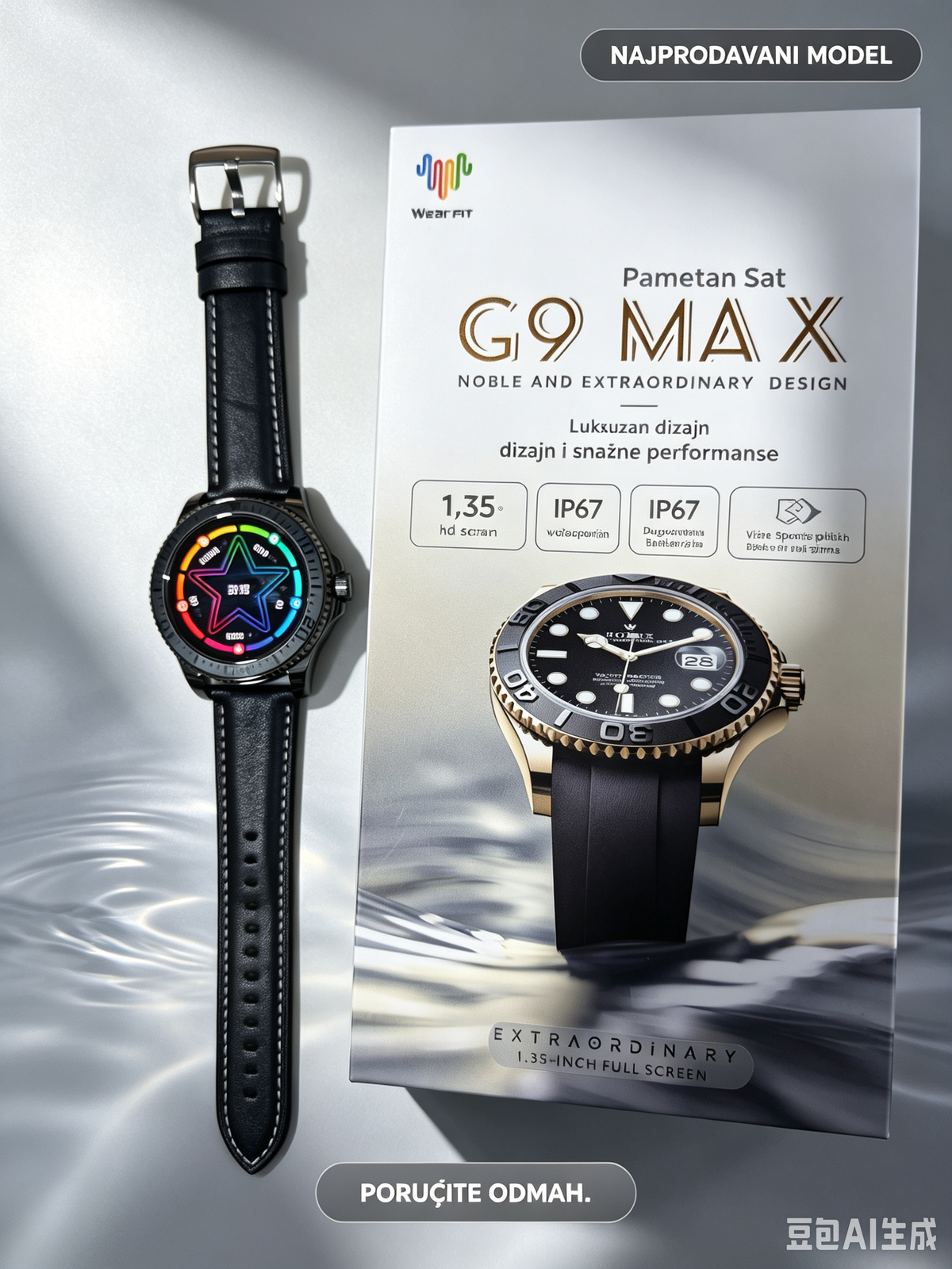 G9 Max 1.35 inch Pametni Sat – Novi Model sa Bluetooth Pozivima i Praćenjem Zdravlja (3 Boje)