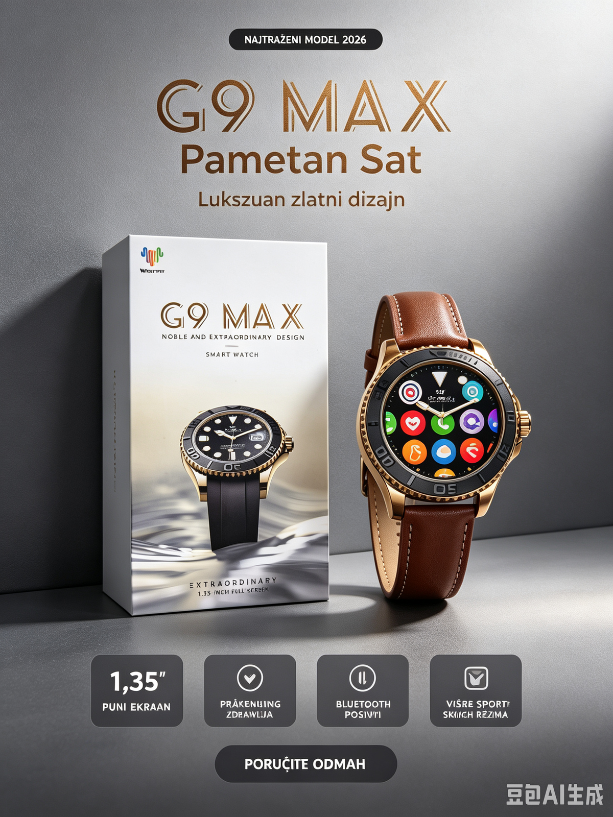 G9 Max 1.35 inch Pametni Sat – Novi Model sa Bluetooth Pozivima i Praćenjem Zdravlja (3 Boje)