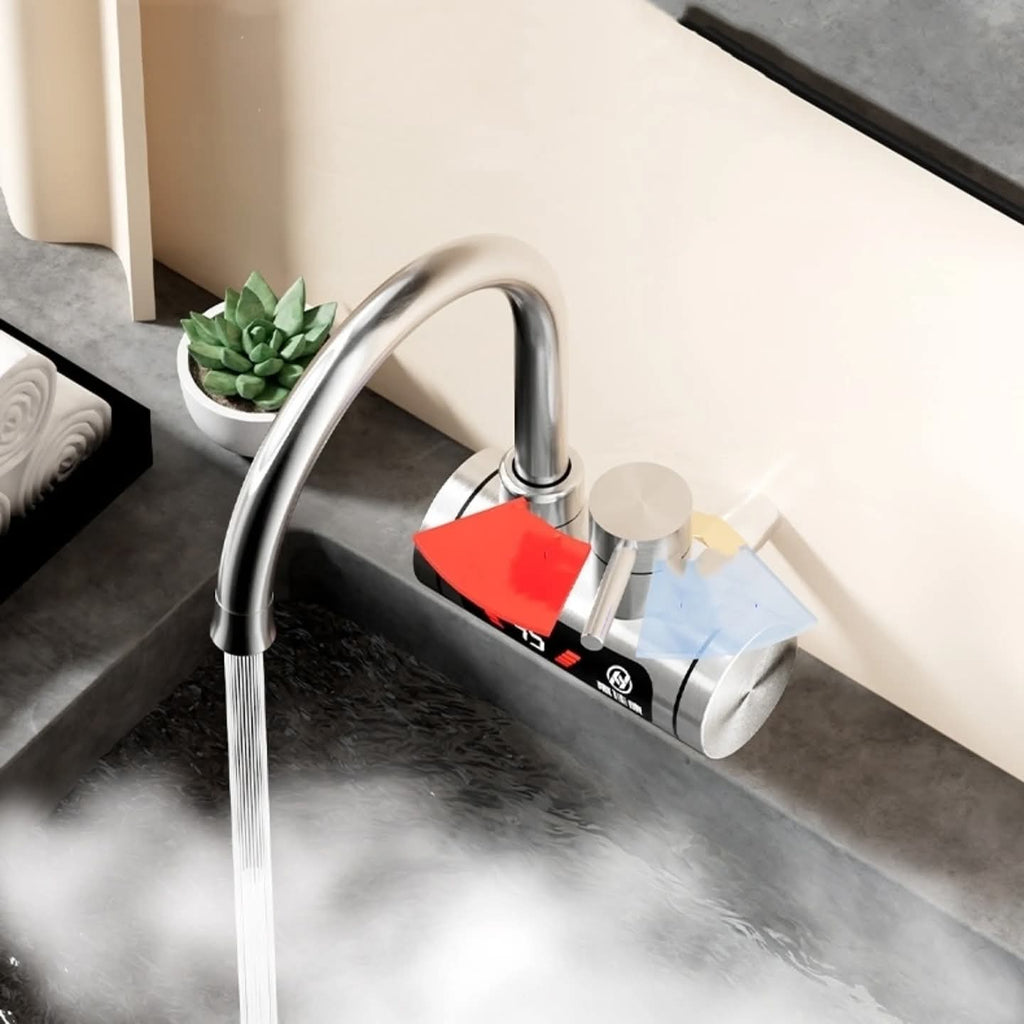 Električna česma sa grijačem INOX LUX 3000W - Trenutna topla voda sa digitalnim displejom