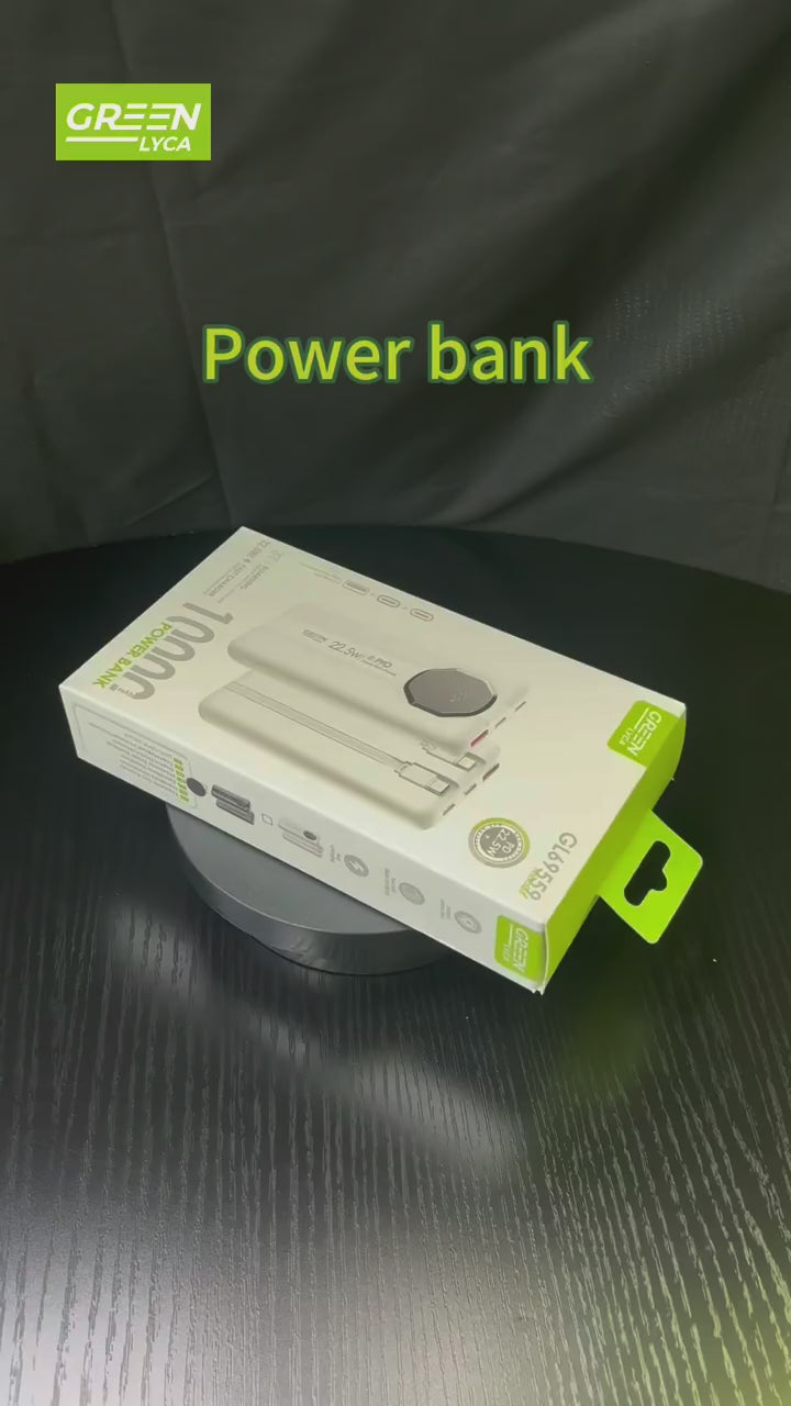 GREEN LYCA Power Bank 10000mAh (22.5W) – Eksterna Baterija GL69559 (Crna / Bijela)
