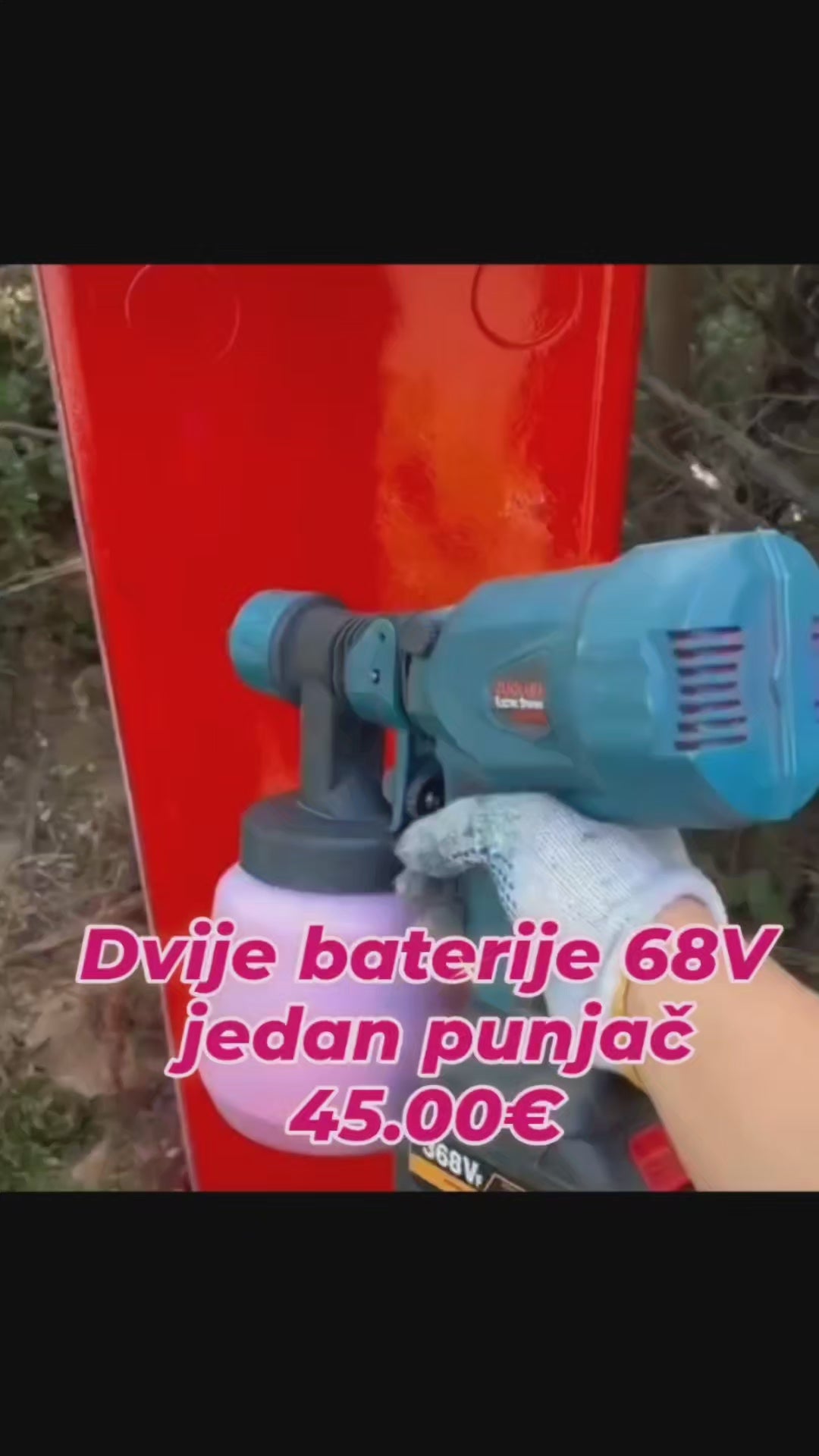 Akumulatorski pištolj za farbanje 68V - 2 baterije, 800W